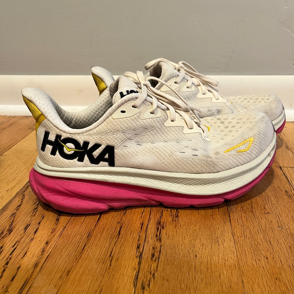 Hoka White and Pink Athletic Shoes for Performance